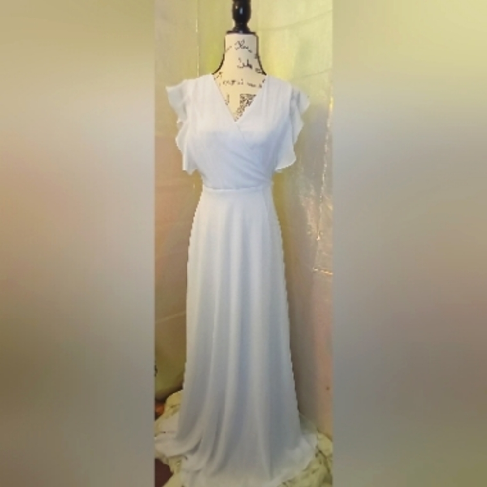 Pink Lily White Wrap Maxie Dress/Sz:Lrg